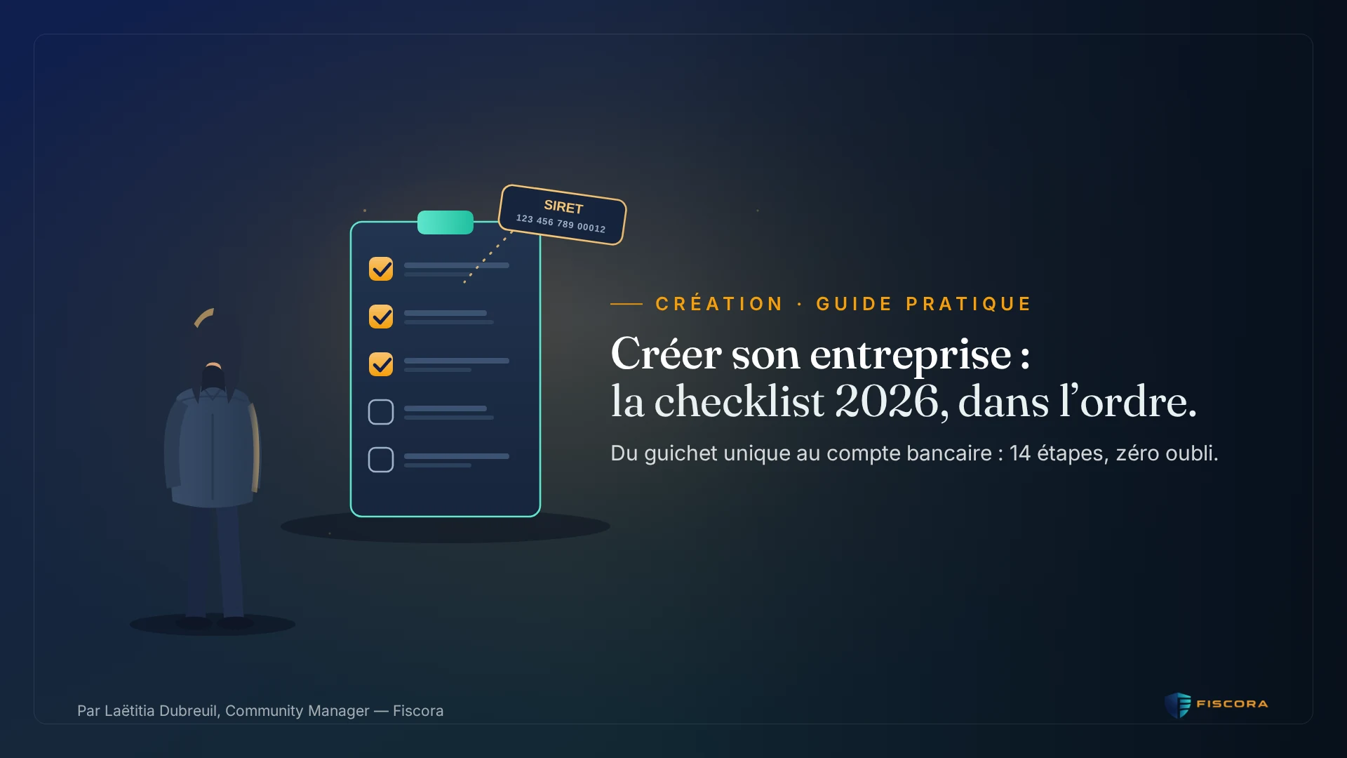 Créatrice d’entreprise cochant la liste de ses démarches de création, du SIRET au compte bancaire