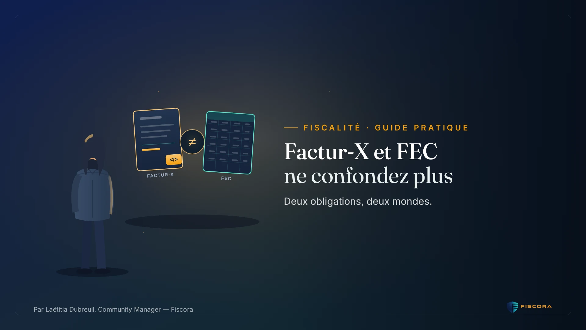 Illustration comparant Factur-X, format de facture électronique, et le FEC, fichier des écritures comptables