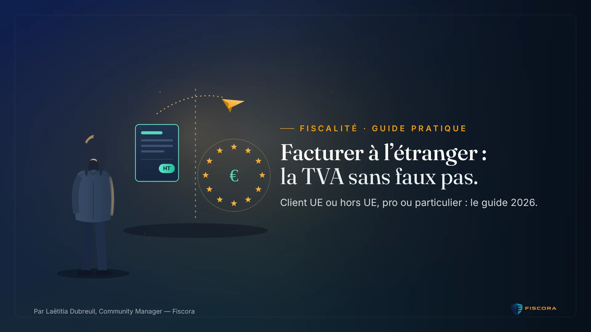 Entrepreneur préparant une facture sans TVA pour un client professionnel établi dans l’Union européenne
