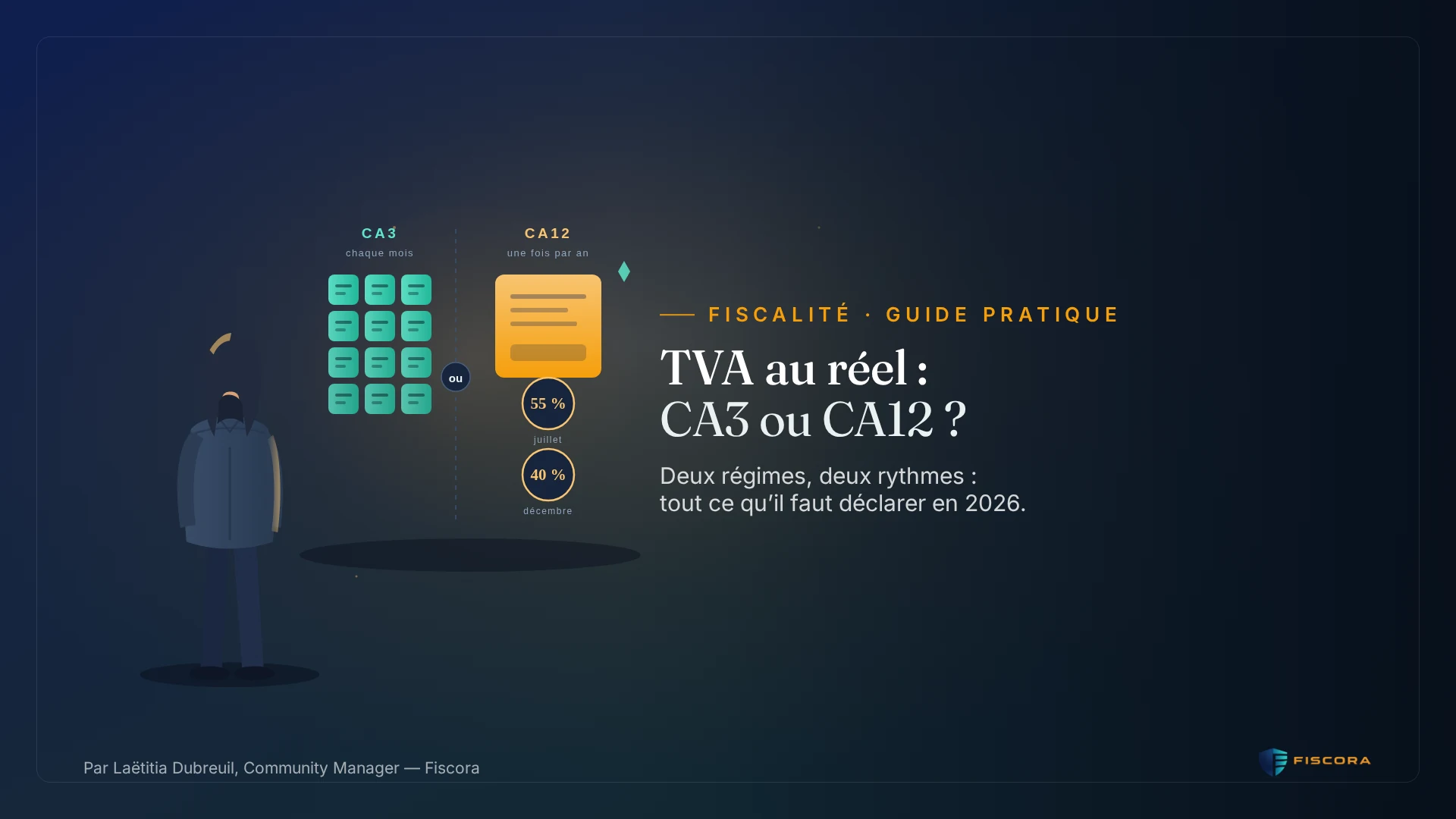 Entrepreneur préparant sa déclaration de TVA CA3 dans son espace professionnel